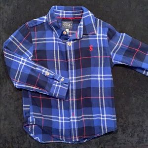 Joules flannel boys sz4 button down long sleeve